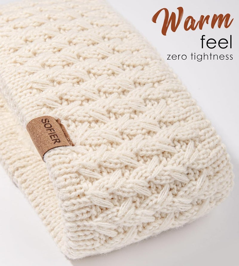 Sofier Winter Headbands for Women Knit Ear Warmers Soft Fuzzy Fleece Lined Cold Weather Ear Muffs Christmas Stocking Stuffers Gifts - Image 5